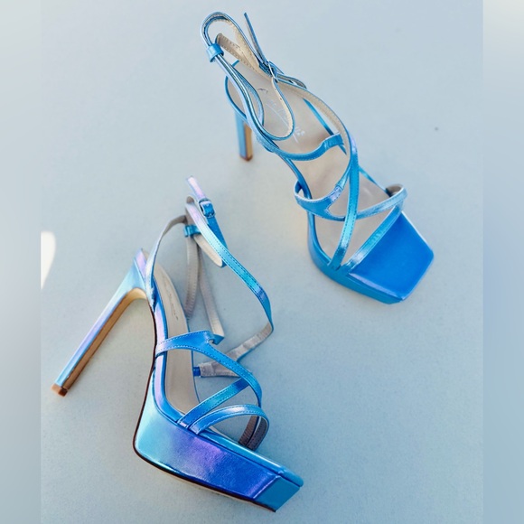 Anne Michelle Shoes - Iridescent light blue stiletto heels Size 6.5